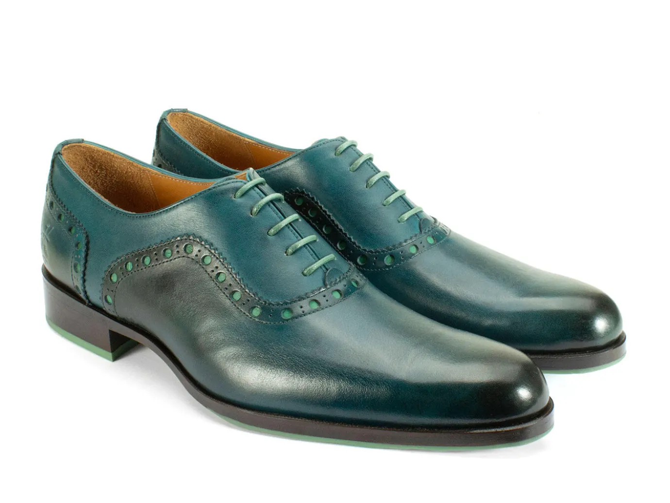 Fluevog Shoes 837 Granville | Brogued Leather Oxford Turquoise Flash Sale