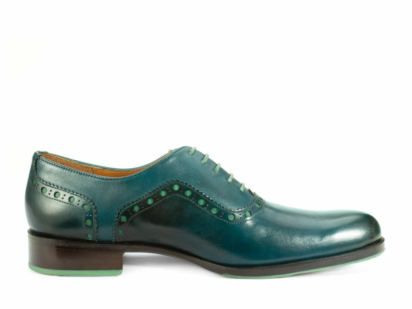 Fluevog Shoes 837 Granville | Brogued Leather Oxford Turquoise Flash Sale