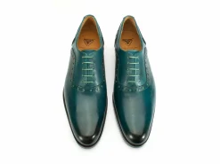 Fluevog Shoes 837 Granville | Brogued Leather Oxford Turquoise Flash Sale