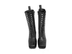 Fluevog Shoes Alonso | Tall Lace-Up Boot With Zipper Black Flash Sale