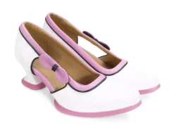 Fluevog Shoes Anodea | Heel With Side Bow White/Pink New