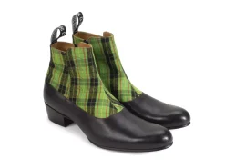 Fluevog Shoes Arthur | Zip-Up Ankle Boot Black/Green Plaid Online