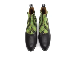 Fluevog Shoes Arthur | Zip-Up Ankle Boot Black/Green Plaid Online