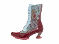 Fluevog Shoes Aura | Brogue Tall Boot Red/Green Floral Discount