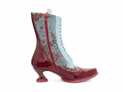 Fluevog Shoes Aura | Brogue Tall Boot Red/Green Floral Discount