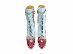 Fluevog Shoes Aura | Brogue Tall Boot Red/Green Floral Discount
