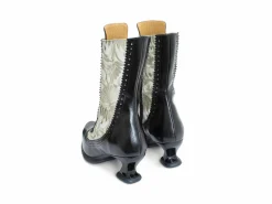 Fluevog Shoes Aura | Brogue Tall Boot Black/Ivory Best Sale