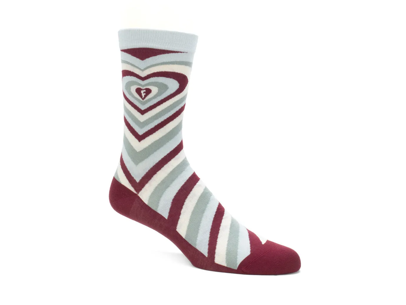 Fluevog Shoes Baobao Vog Socks | Heart Illusion Sock Cream/Blue/Burgundy Clearance