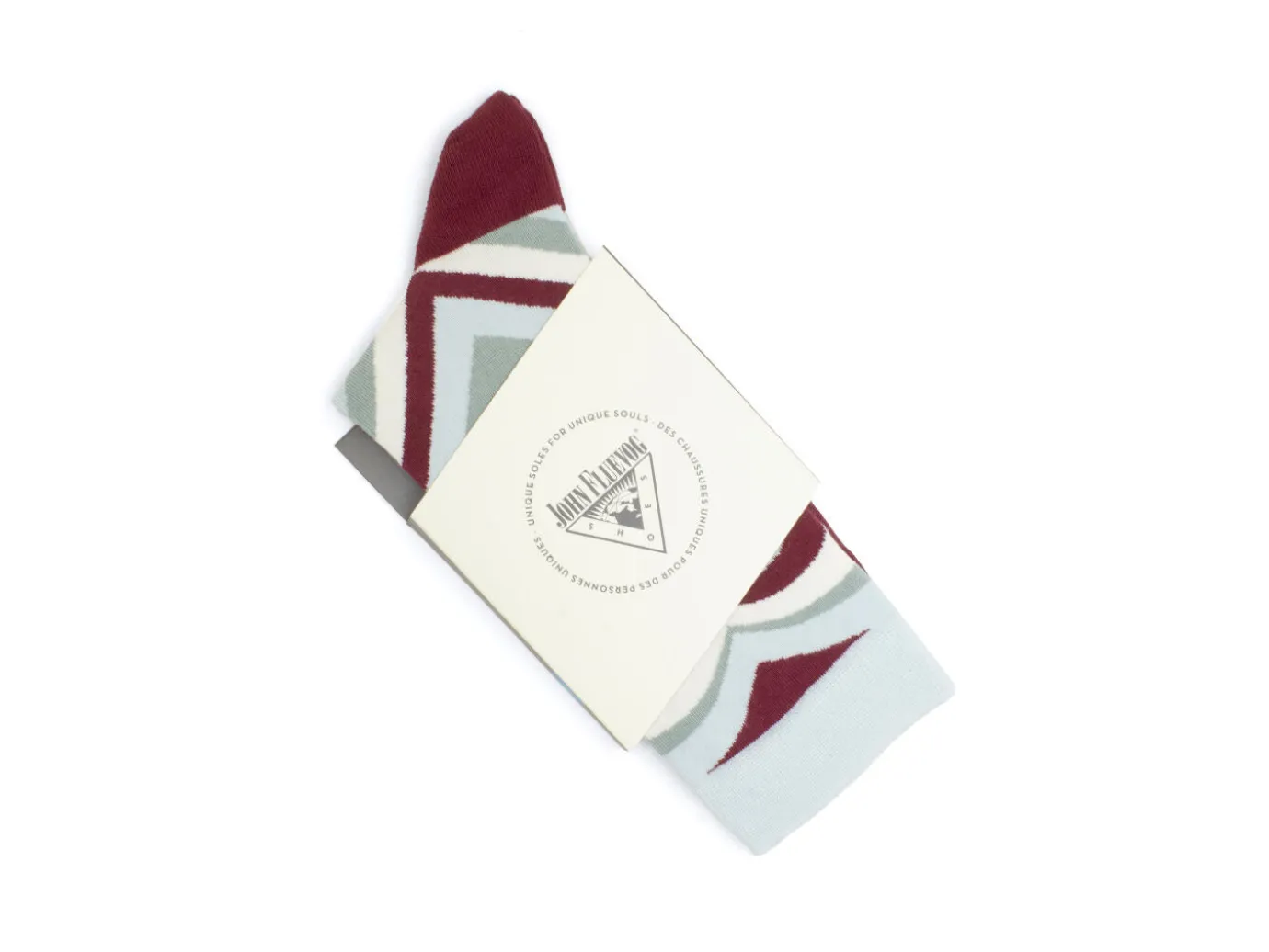 Fluevog Shoes Baobao Vog Socks | Heart Illusion Sock Cream/Blue/Burgundy Clearance