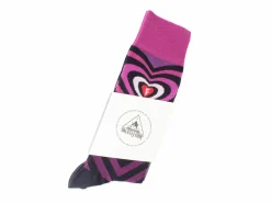 Fluevog Shoes Baobao Vog Socks | Heart Illusion Sock Black/Lilac Online