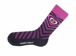 Fluevog Shoes Baobao Vog Socks | Heart Illusion Sock Black/Lilac Online