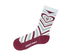 Fluevog Shoes Baobao Vog Socks | Heart Illusion Sock Cream/Blue/Burgundy Best Sale