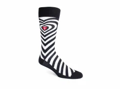 Fluevog Shoes Baobao Vog Socks | Heart Illusion Sock Black/White Cheap