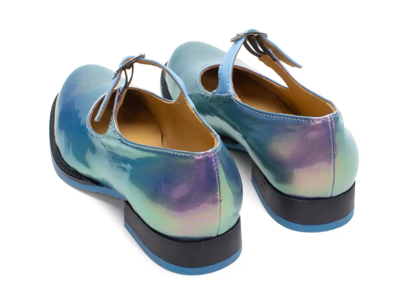 Fluevog Shoes Barnett | Flat Mary Jane Blue Metallic Best Sale