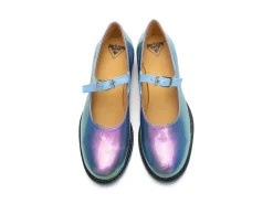Fluevog Shoes Barnett | Flat Mary Jane Blue Metallic Best Sale