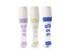 Fluevog Shoes Baz Vog Socks (3-Pack) | 3-Pack Graphic Sock Blue/Green/Purple Store