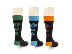 Fluevog Shoes Baz Vog Socks (3-Pack) | 3-Pack Graphic Sock Orange/Green/Blue Best