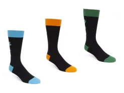 Fluevog Shoes Baz Vog Socks (3-Pack) | 3-Pack Graphic Sock Orange/Green/Blue Best