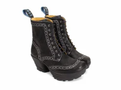 Fluevog Shoes Bebop | Lace-Up Brogue Boot Black Fashion