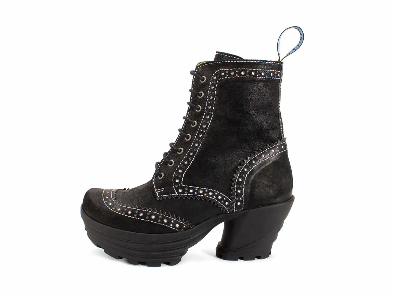 Fluevog Shoes Bebop | Lace-Up Brogue Boot Black Fashion