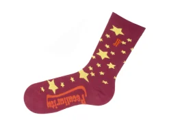 Fluevog Shoes Bianca Vog Socks | Large Stars Sock Burgundy/Yellow Best