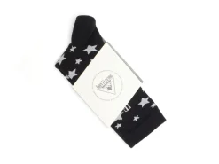 Fluevog Shoes Bianca Vog Socks | Large Stars Sock Black/Metallic Silver Discount