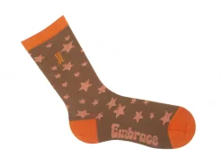 Fluevog Shoes Bianca Vog Socks | Large Stars Sock Brown/Metallic Orange Flash Sale