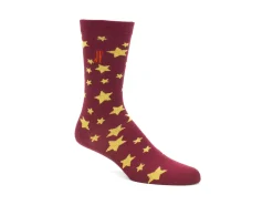 Fluevog Shoes Bianca Vog Socks | Large Stars Sock Burgundy/Yellow Shop
