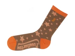 Fluevog Shoes Bianca Vog Socks | Large Stars Sock Brown/Metallic Orange Cheap