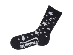 Fluevog Shoes Bianca Vog Socks | Large Stars Sock Black/Metallic Silver Cheap