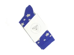 Fluevog Shoes Bianca Vog Socks | Large Stars Sock Navy/Beige Shop
