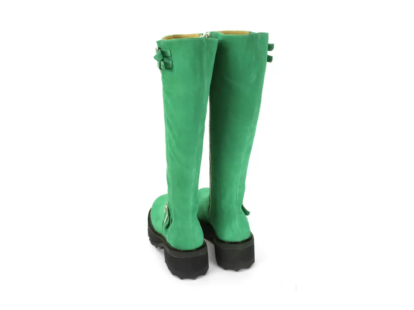 Fluevog Shoes Bond Girl | Tall Boot With Buckles Green Suede Hot