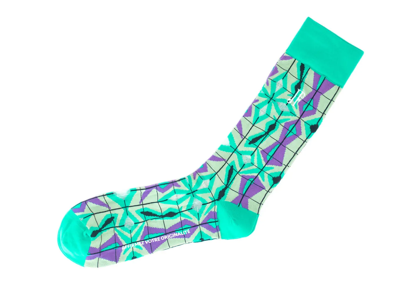 Fluevog Shoes Cerebral Vog Socks | Geometric Knit Sock Green Fashion