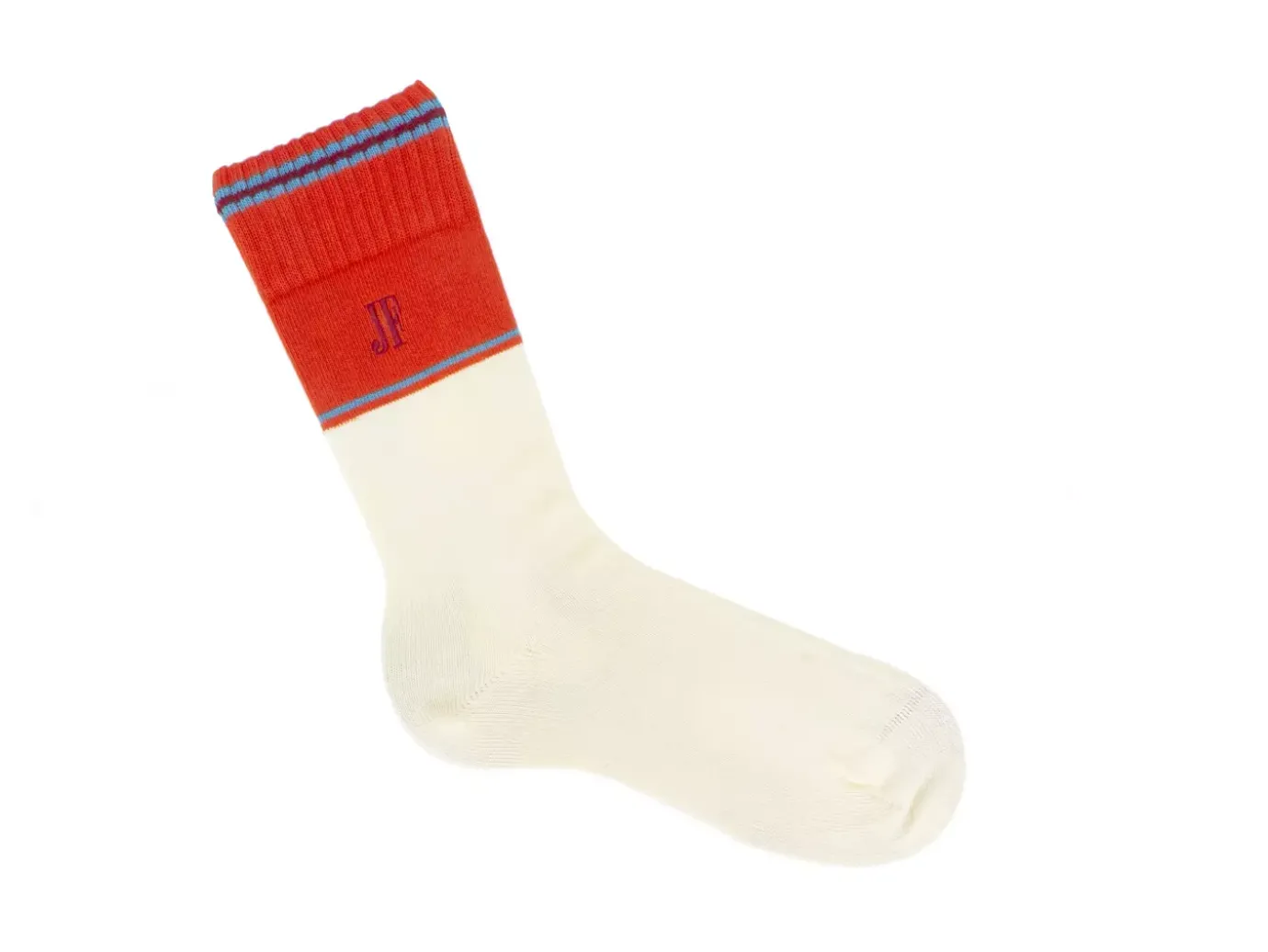 Fluevog Shoes Citta Vog Socks | Thick Colourblock Sock Cream/Red Best Sale