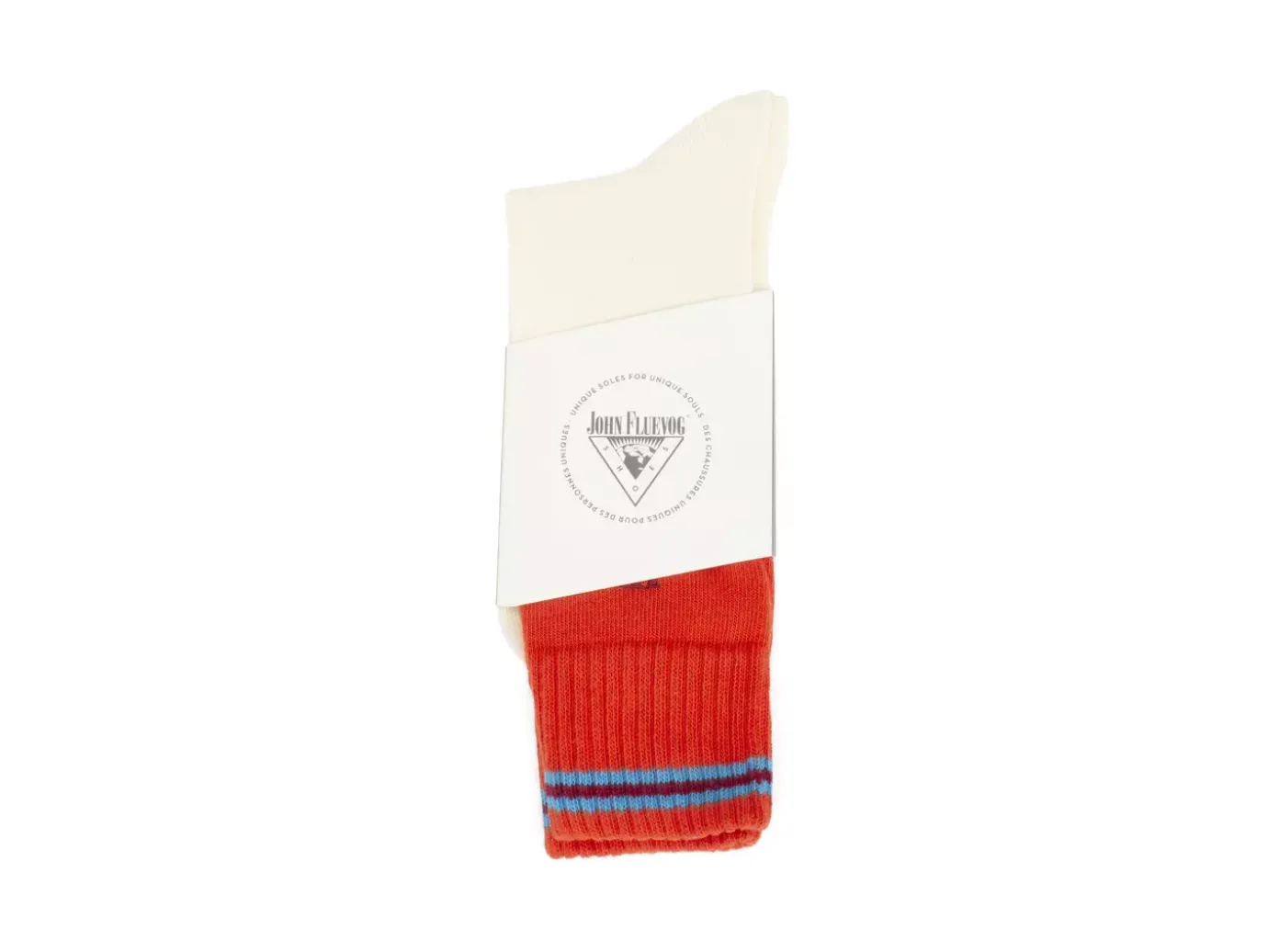 Fluevog Shoes Citta Vog Socks | Thick Colourblock Sock Cream/Red Clearance
