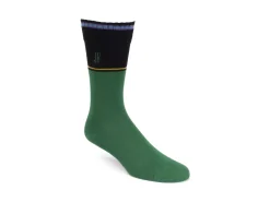 Fluevog Shoes Citta Vog Socks | Thick Colourblock Sock Green/Black Flash Sale
