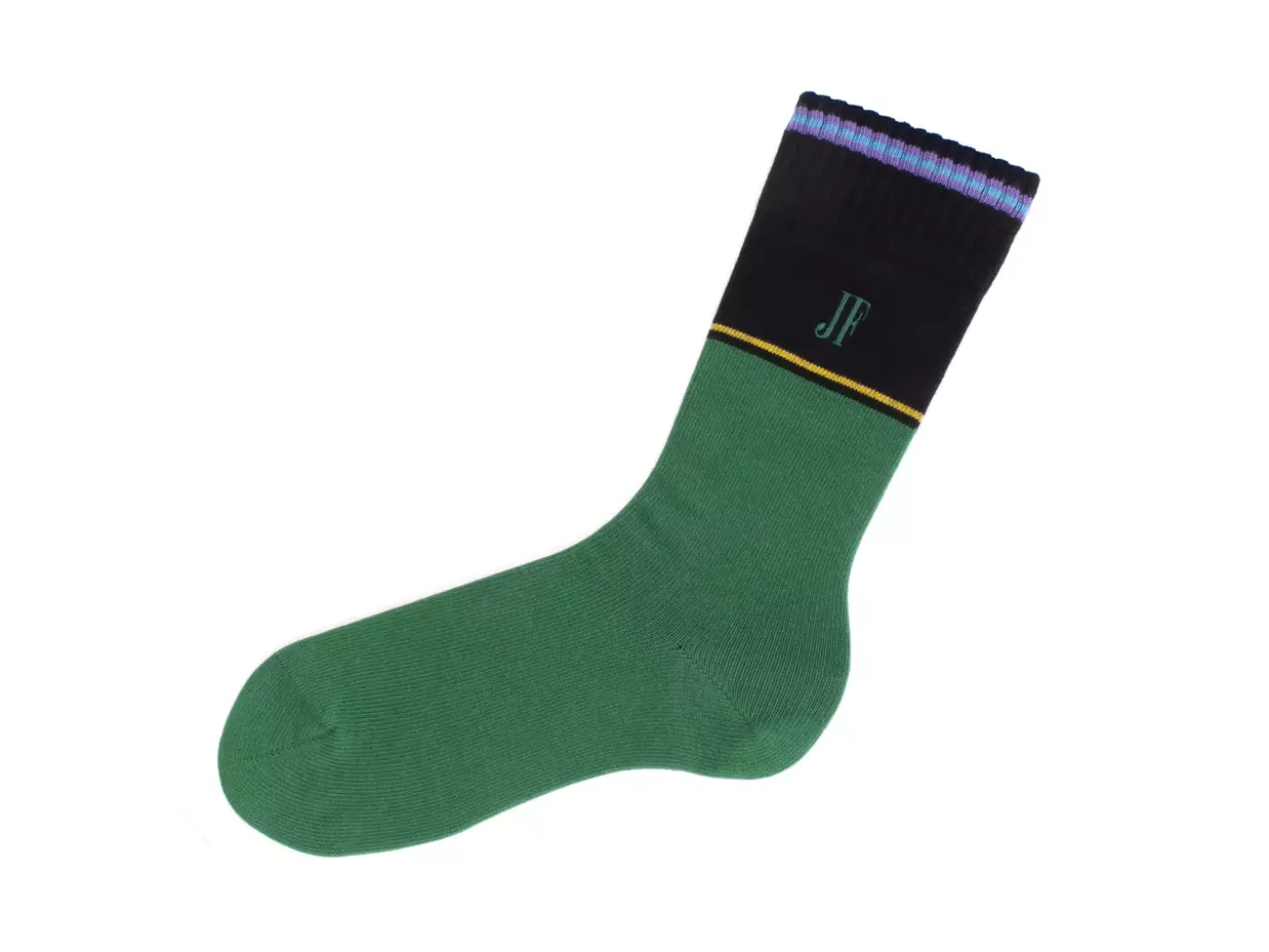 Fluevog Shoes Citta Vog Socks | Thick Colourblock Sock Green/Black Flash Sale
