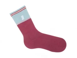 Fluevog Shoes Citta Vog Socks | Thick Colourblock Sock Burgundy/Blue Clearance