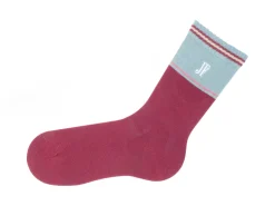 Fluevog Shoes Citta Vog Socks | Thick Colourblock Sock Burgundy/Blue Clearance