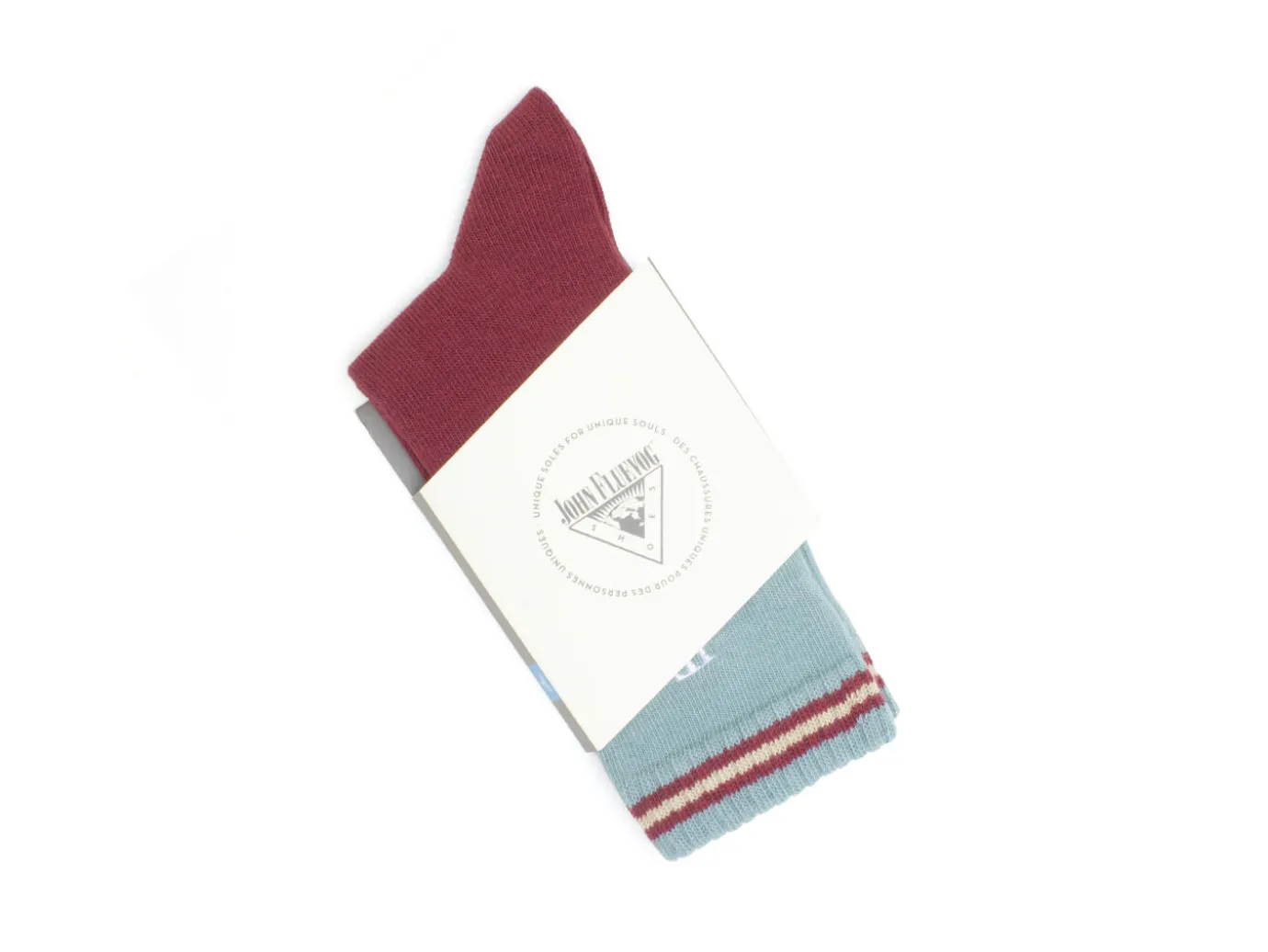 Fluevog Shoes Citta Vog Socks | Thick Colourblock Sock Burgundy/Blue Best Sale