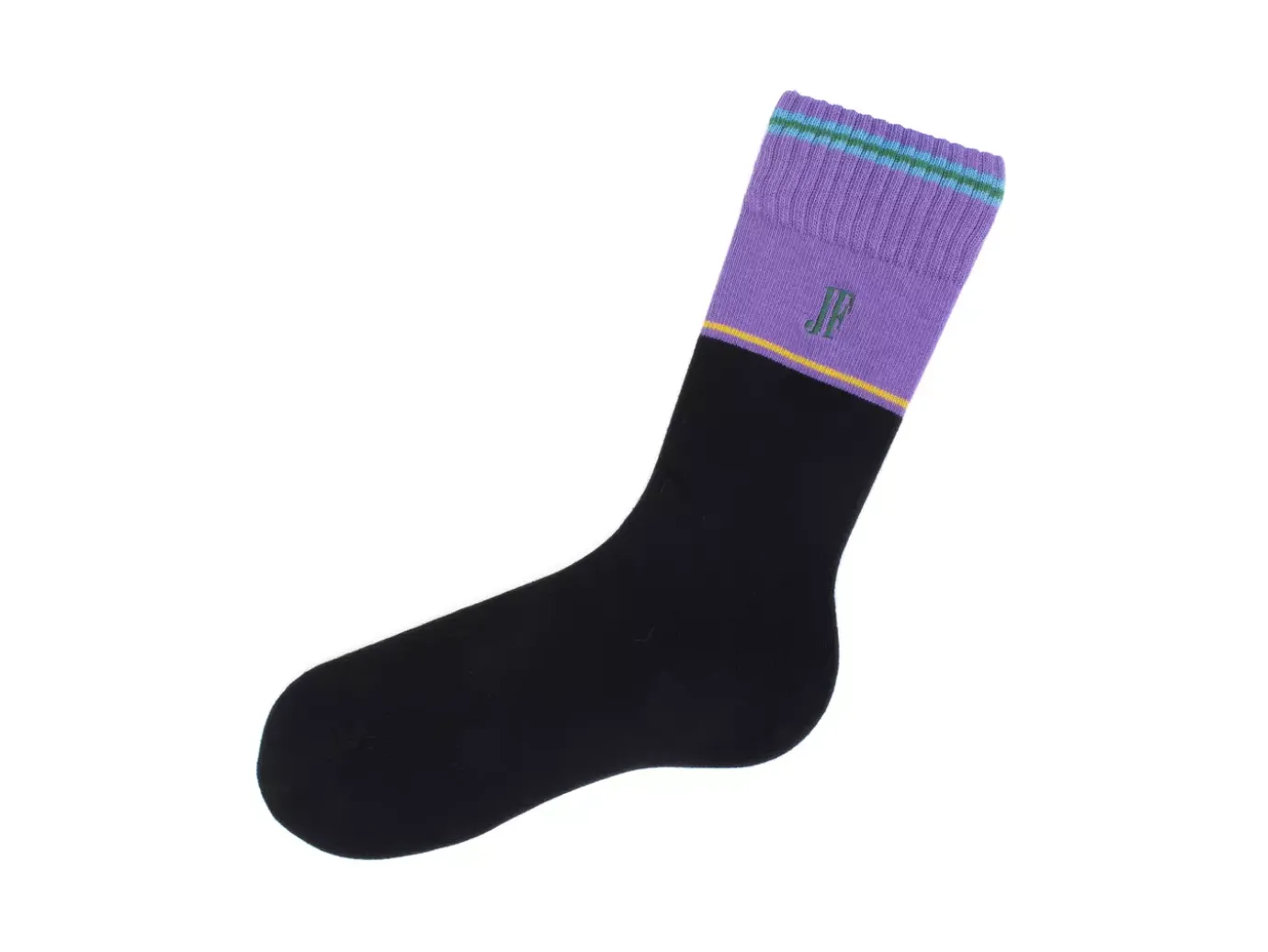Fluevog Shoes Citta Vog Socks | Thick Colourblock Sock Black/Lavender Flash Sale