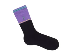 Fluevog Shoes Citta Vog Socks | Thick Colourblock Sock Black/Lavender Flash Sale