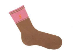 Fluevog Shoes Citta Vog Socks | Thick Colourblock Sock Pink/Brown Cheap