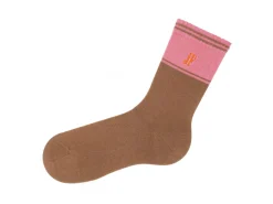 Fluevog Shoes Citta Vog Socks | Thick Colourblock Sock Pink/Brown Cheap
