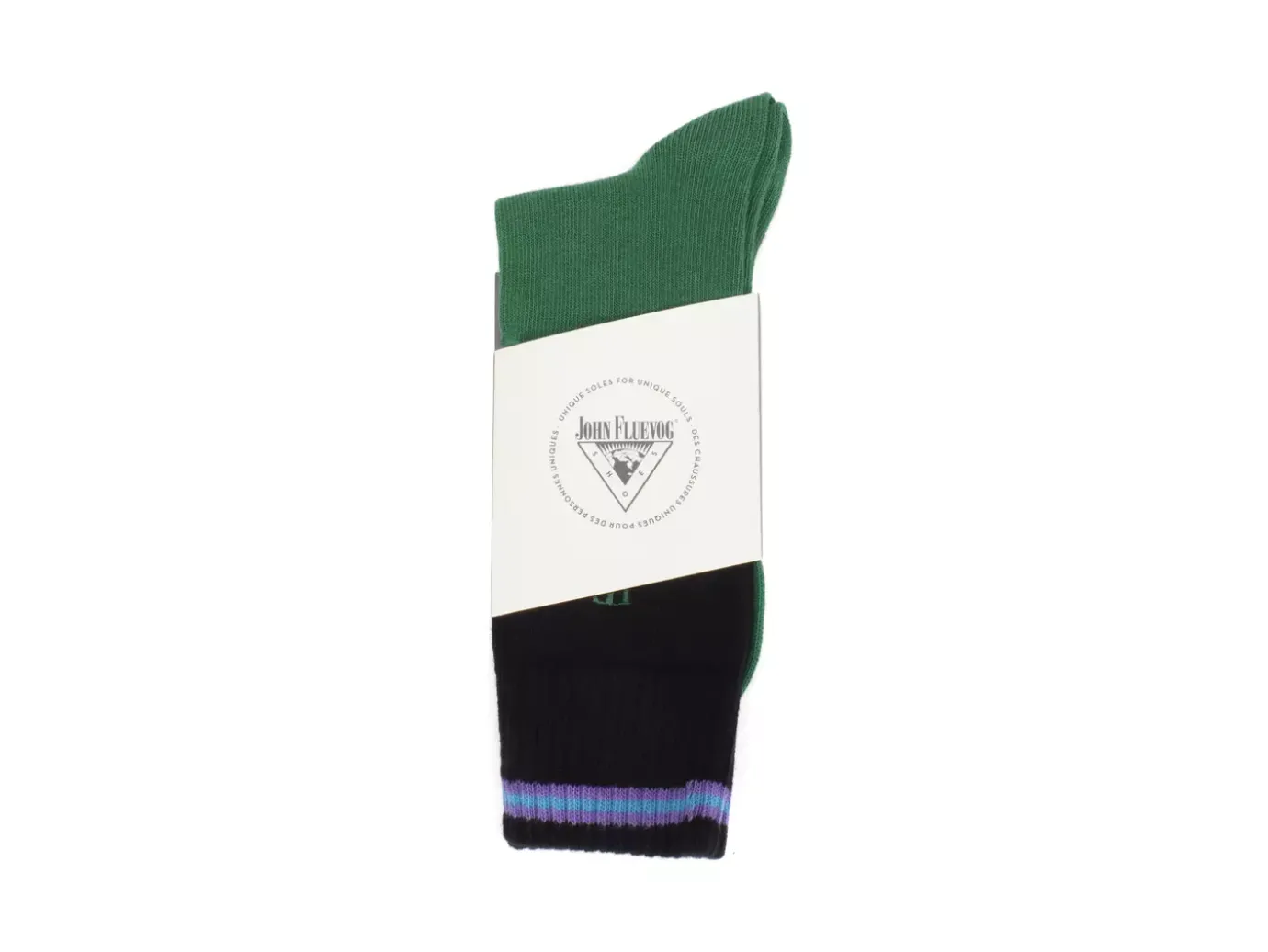 Fluevog Shoes Citta Vog Socks | Thick Colourblock Sock Green/Black Online