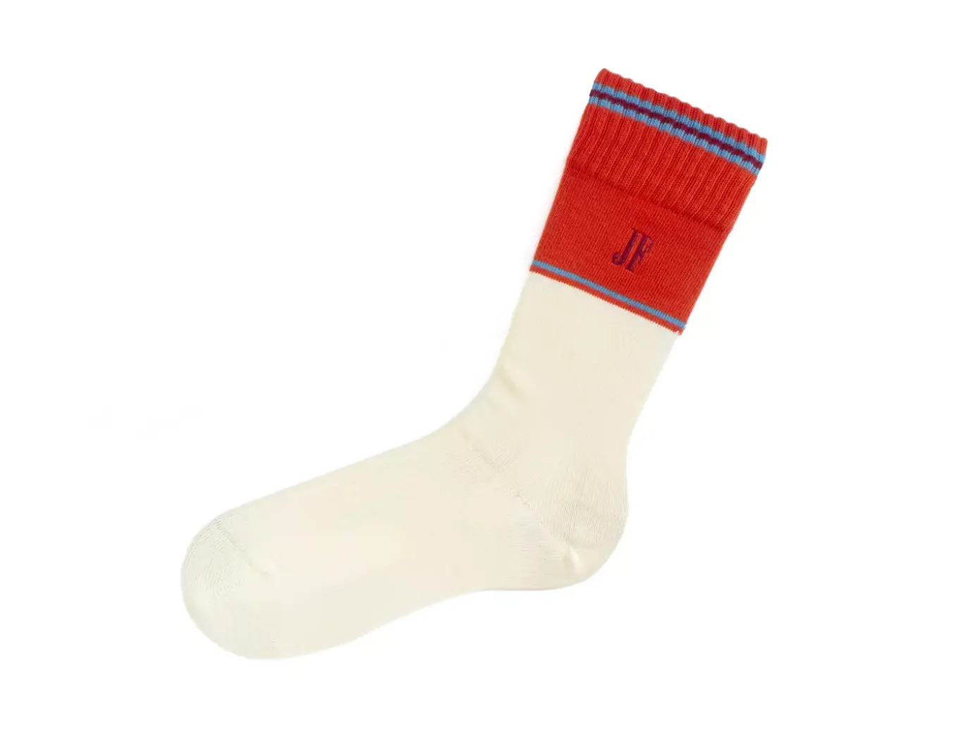 Fluevog Shoes Citta Vog Socks | Thick Colourblock Sock Cream/Red Shop