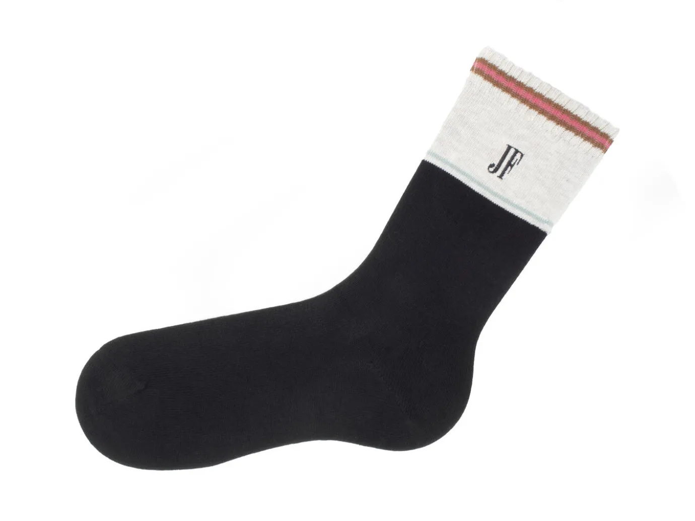 Fluevog Shoes Citta Vog Socks | Thick Colourblock Sock Black/Beige Cheap
