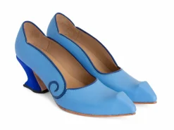 Fluevog Shoes Clara | Leather Swirl Pump Blue Sale