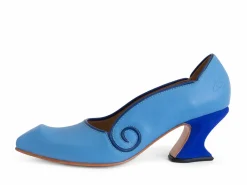 Fluevog Shoes Clara | Leather Swirl Pump Blue Sale