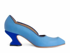 Fluevog Shoes Clara | Leather Swirl Pump Blue Sale